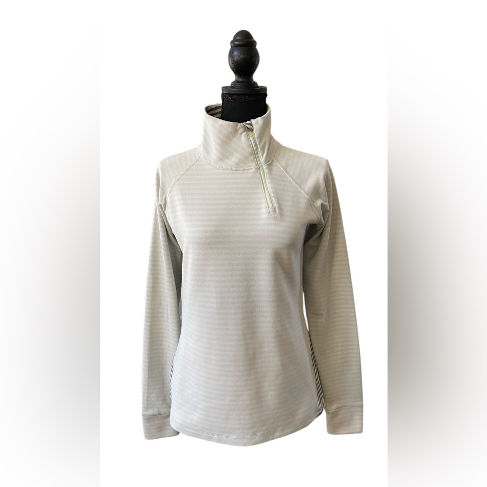 Kyodan: Stylish Cream and Gray Quarter Zip Pullover